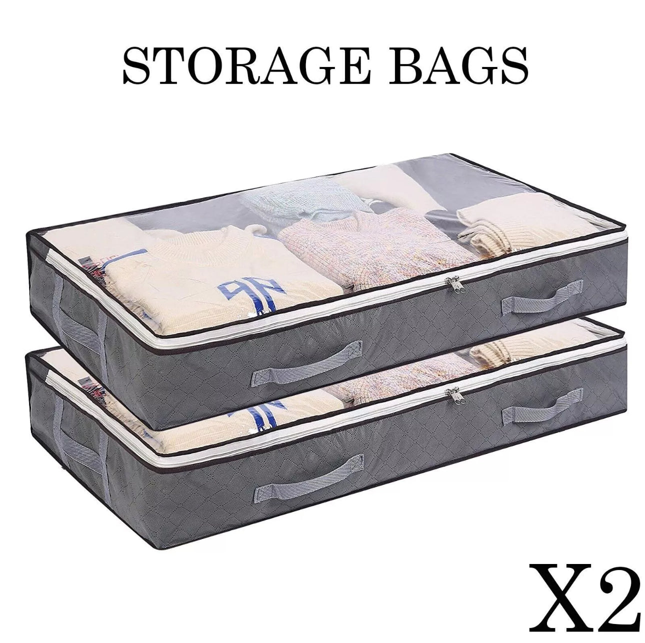 2x Under Bed Storage Bags
