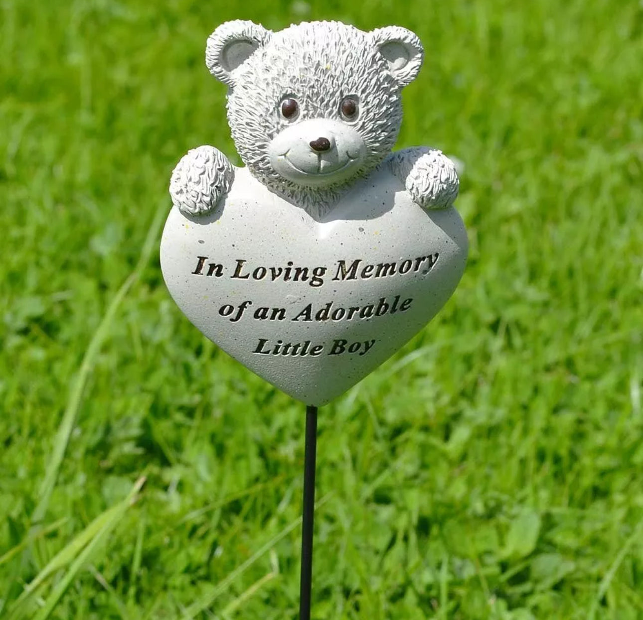 Teddy Bear Heart Memorial Stake