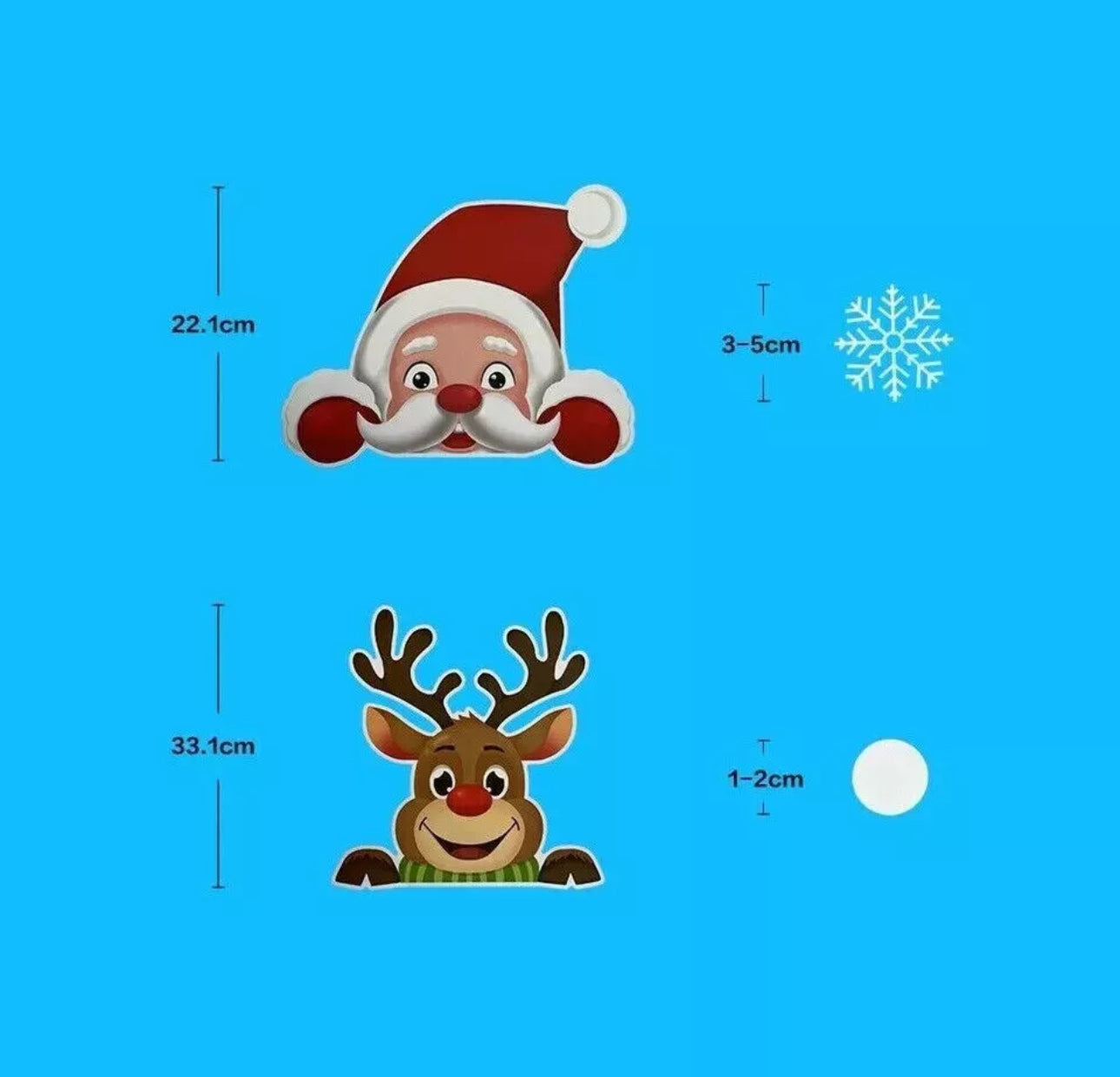 55pc Peeping Santa & Rudolph Window Stickers