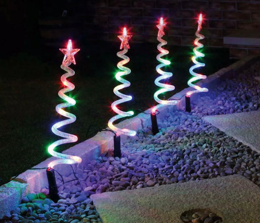 4x LED Spiral Christmas Tree Pathway Lights