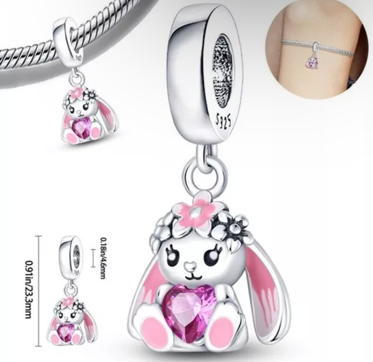 Cute Pink Bunny Charm