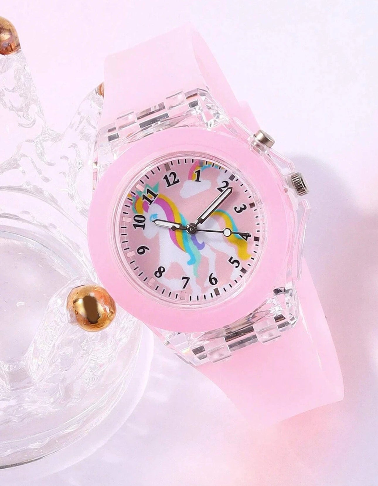 Girls 2pc Light Up Wrist Watch & Bracelet Gift Set