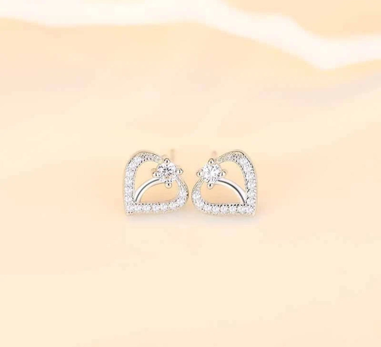 Silver Gemstone Heart Earrings