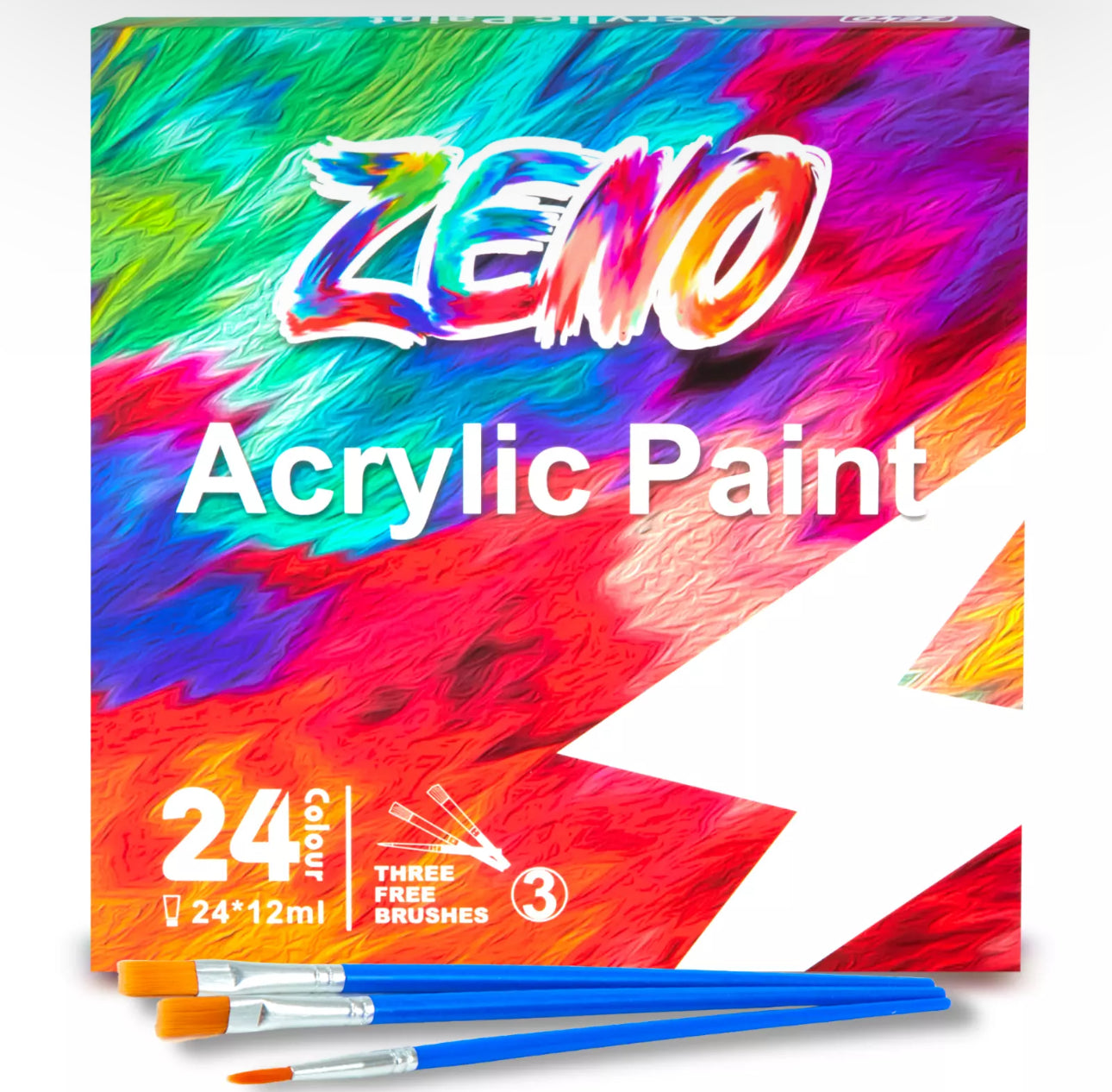 24pc Acrylic Paint Set & 3 Brushes