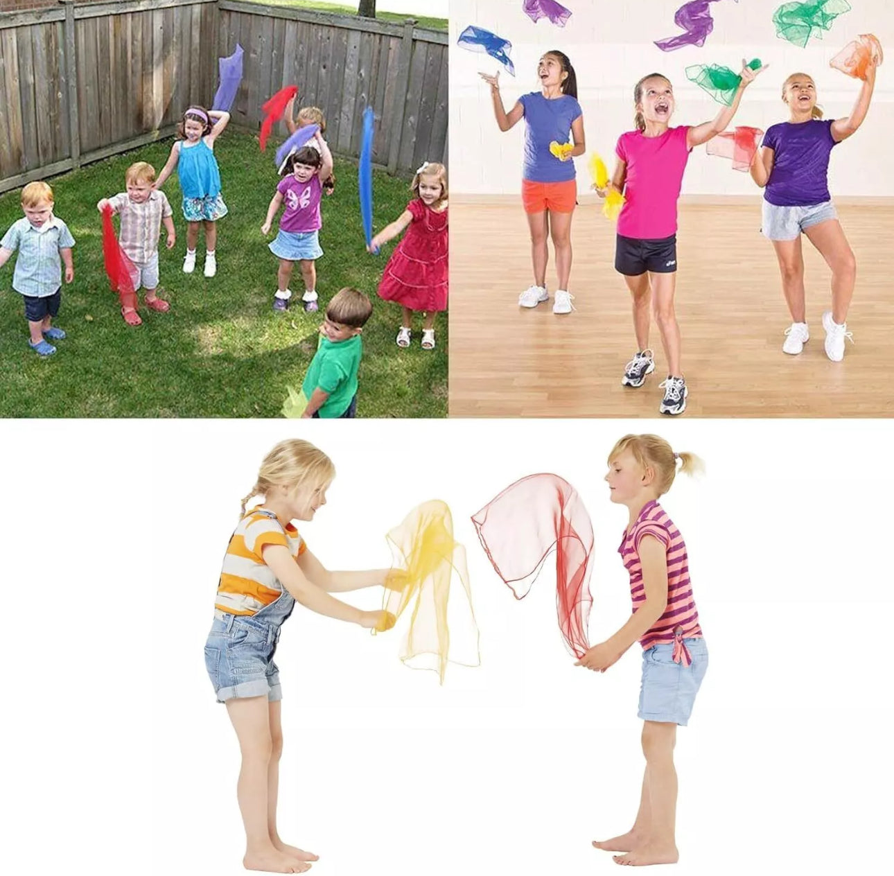 6pcs Rainbow Colour Sensory Scarves