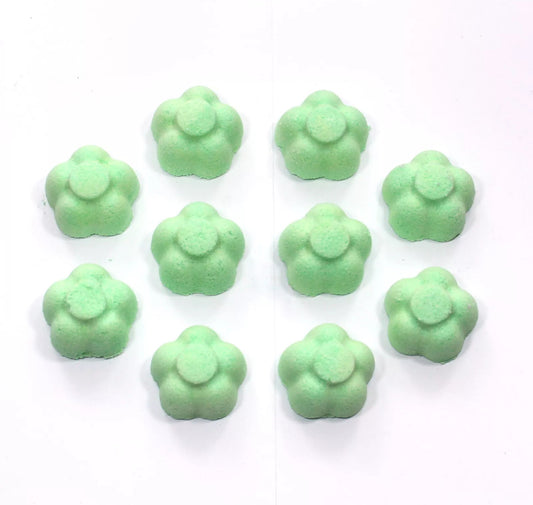 21pc Mini Flower Bath Bombs Green Apple Scented