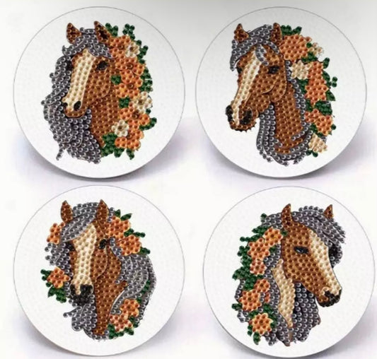 4pcs Horse Diamond Art Coasters