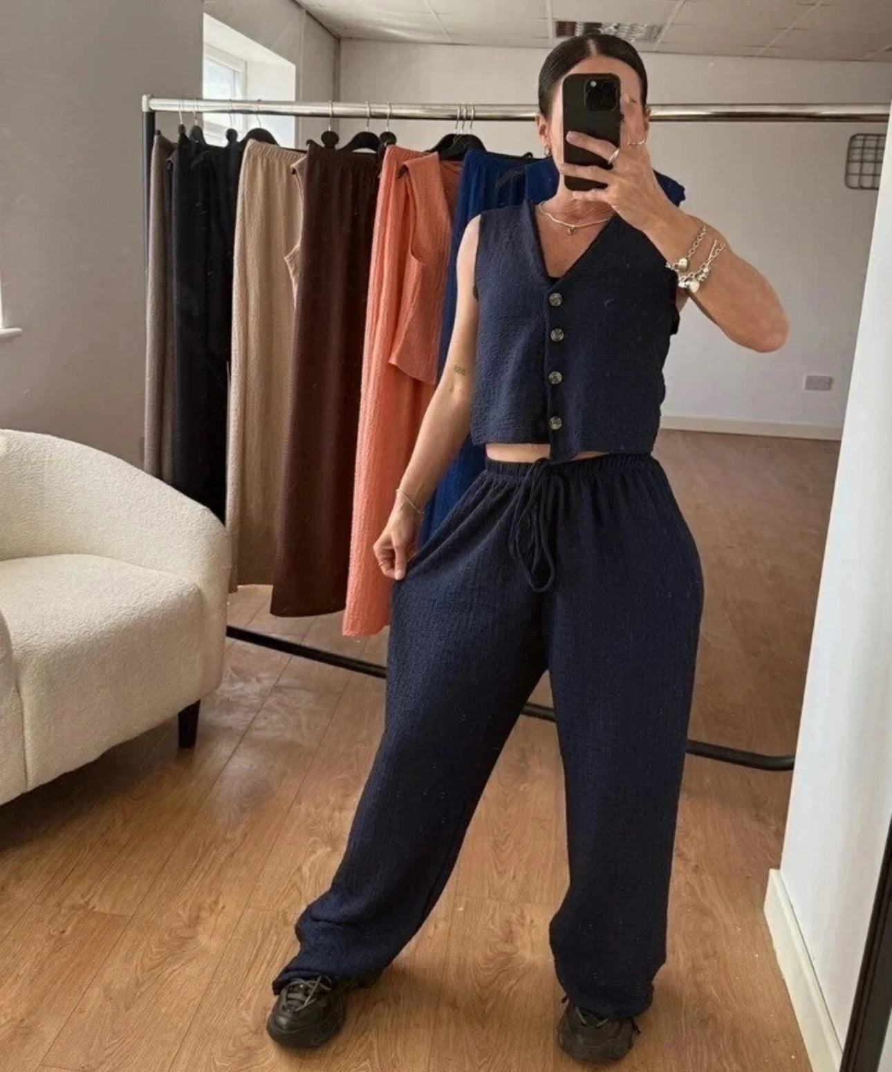 V-Neck Waffle Knit Co-ord Set