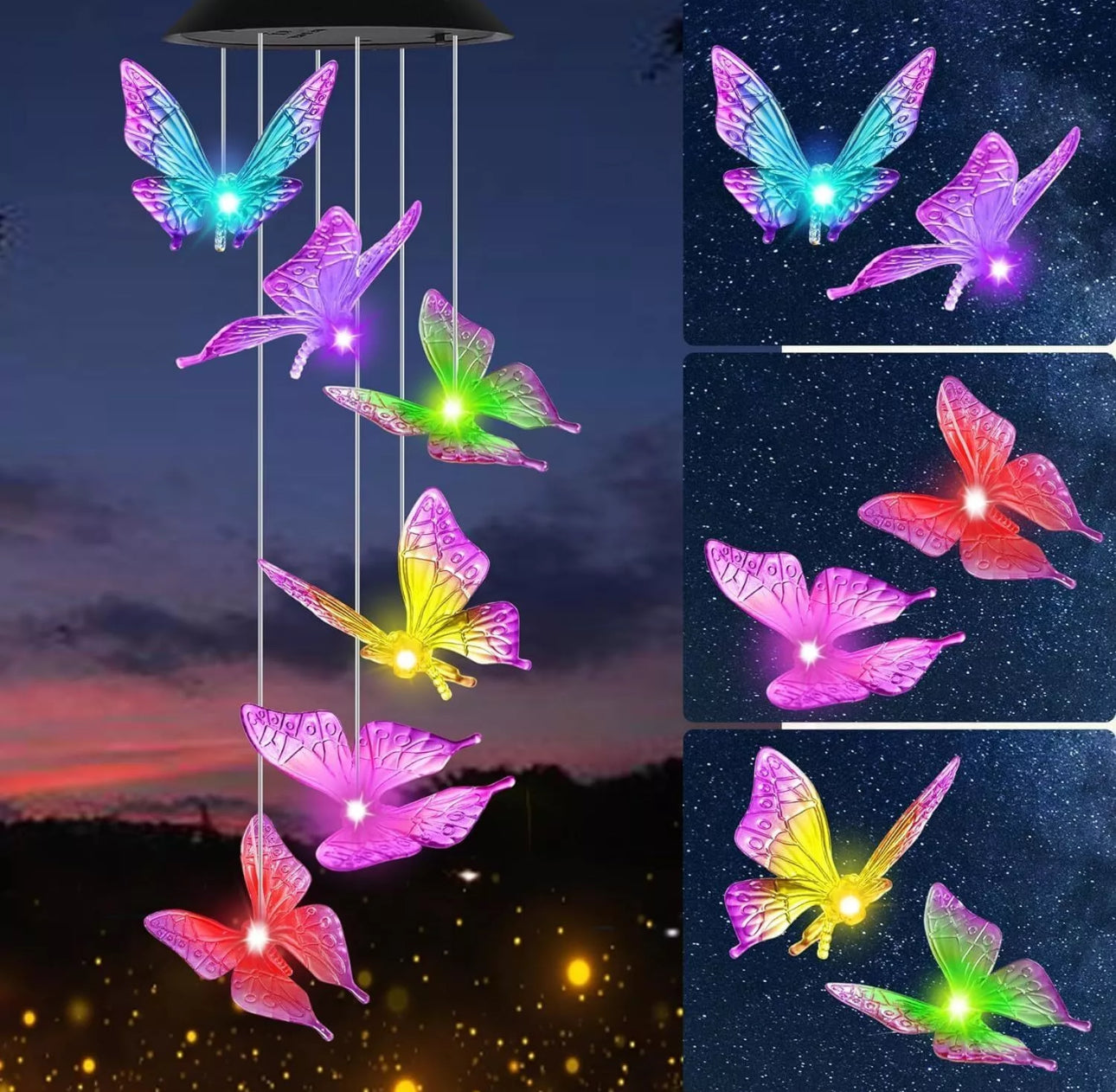 Solar Colour Changing Butterfly Wind Chime
