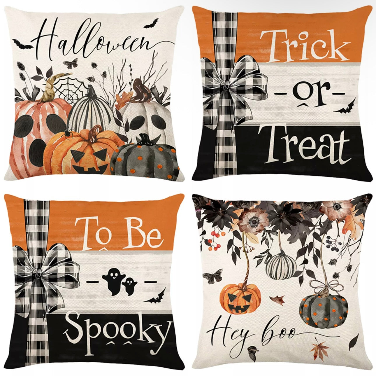 4x Halloween Cushion Covers
