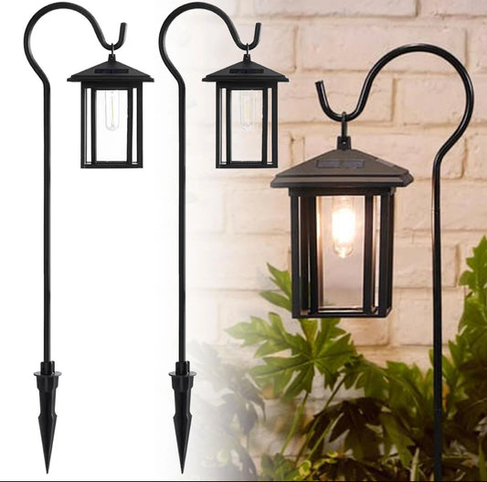 2x Solar Classic LED Shepherd Hook Hanging Lanterns