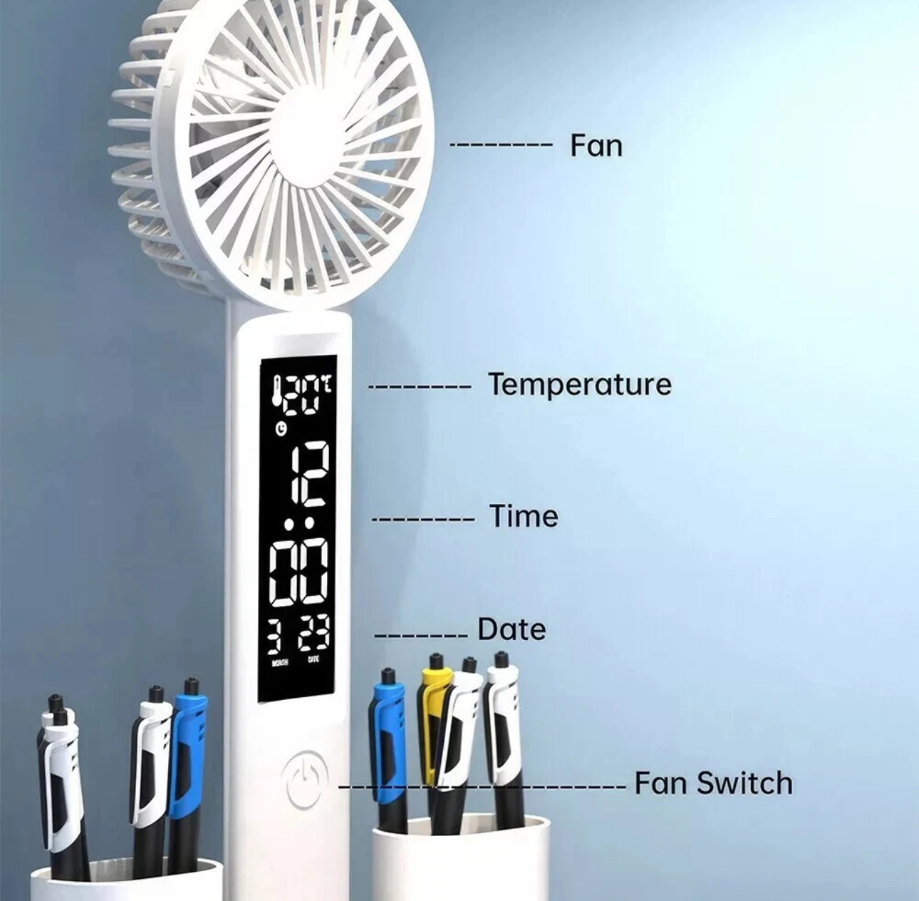 3-in-1 Multifunction LED Desk Lamp/Fan/Clock