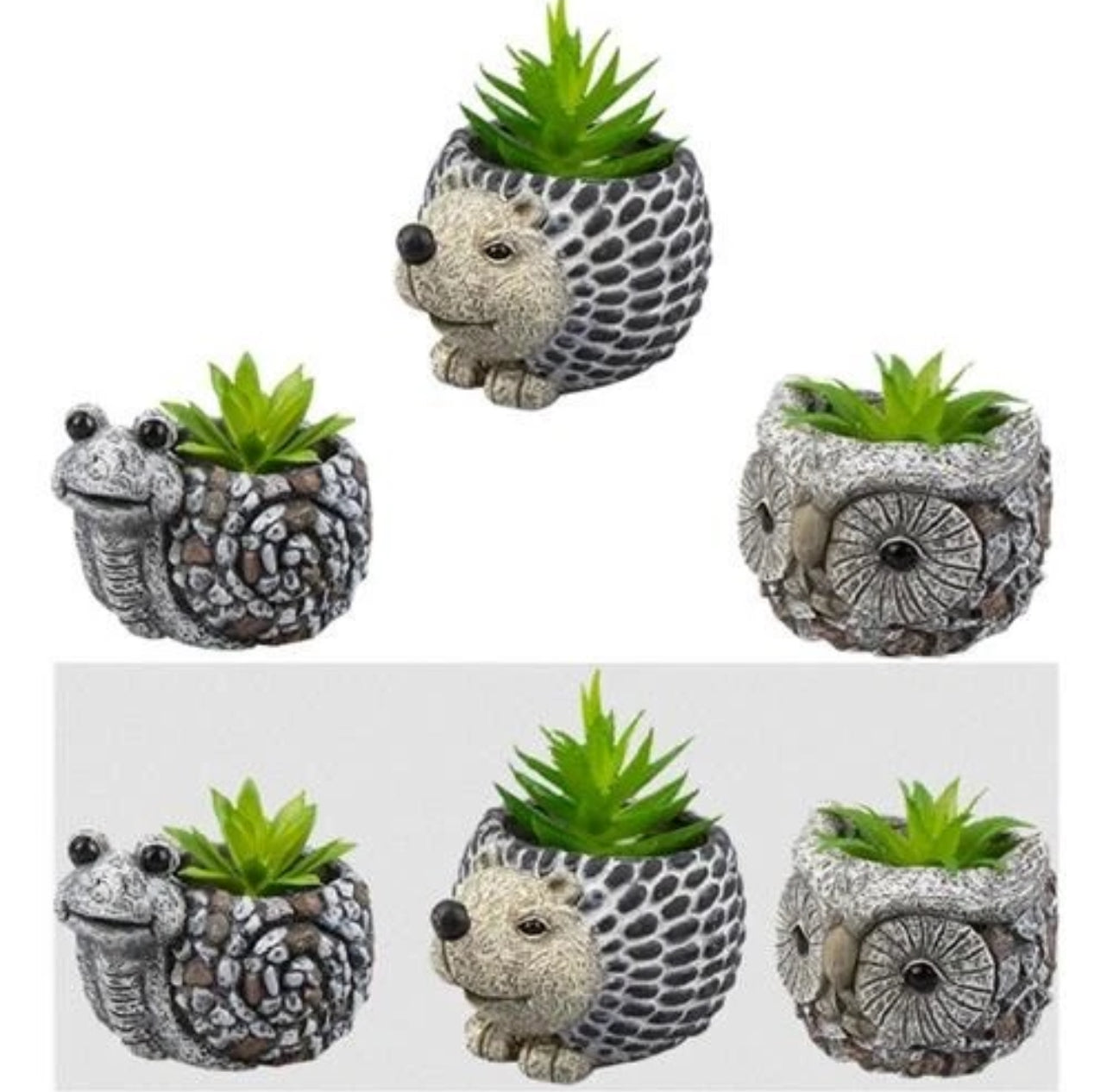 Set of 3 Animal Planters With Artificial Plants