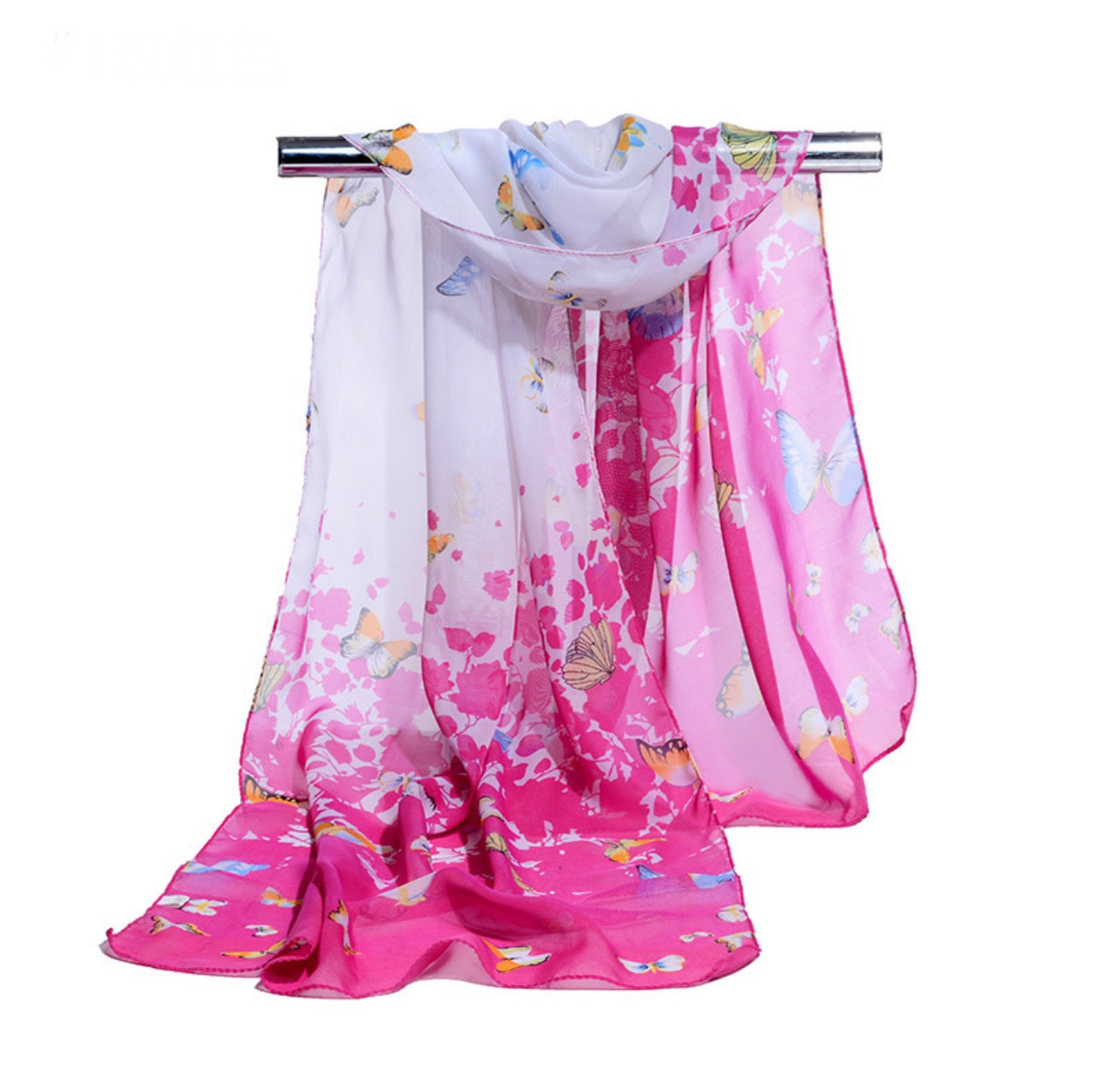 Ladies Butterfly Print Chiffon Scarf