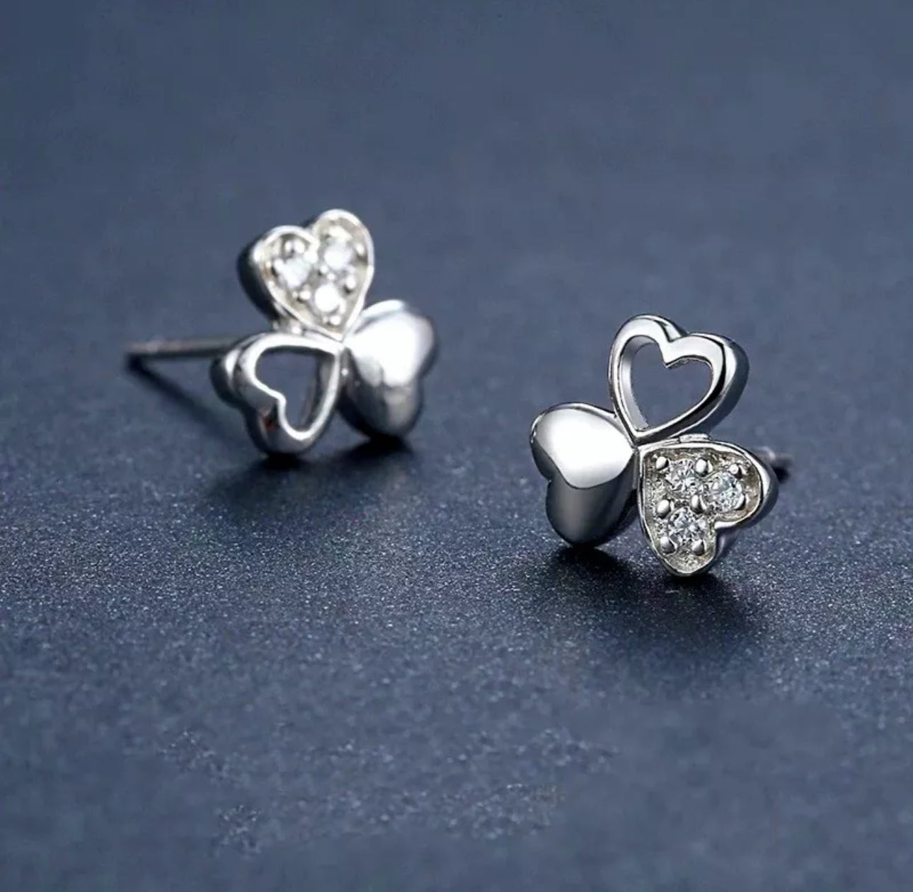 Crystal Clover Stud Earrings