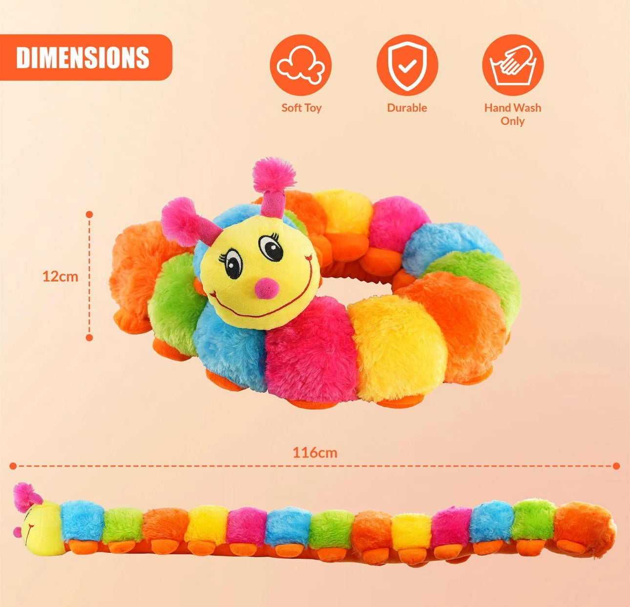 Plush Caterpillar Toy Pillow