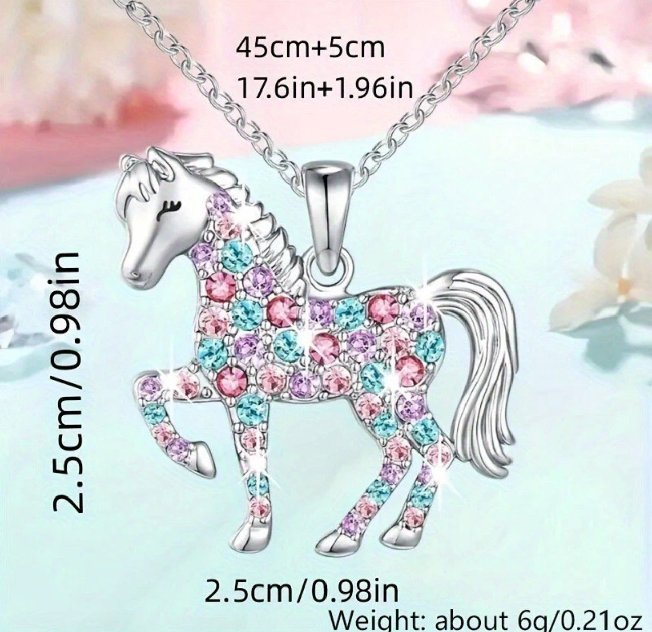 Colourful Gemstone Horse Necklace
