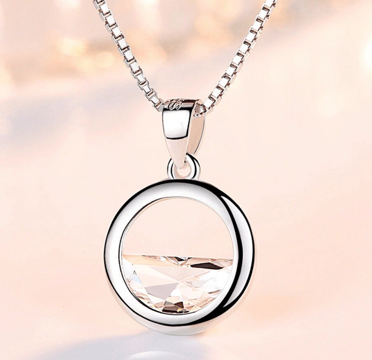 Silver Half Moon Lake Water Necklace