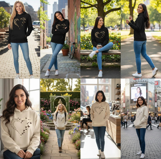 Leopard/Butterfly Heart Print Hoodie