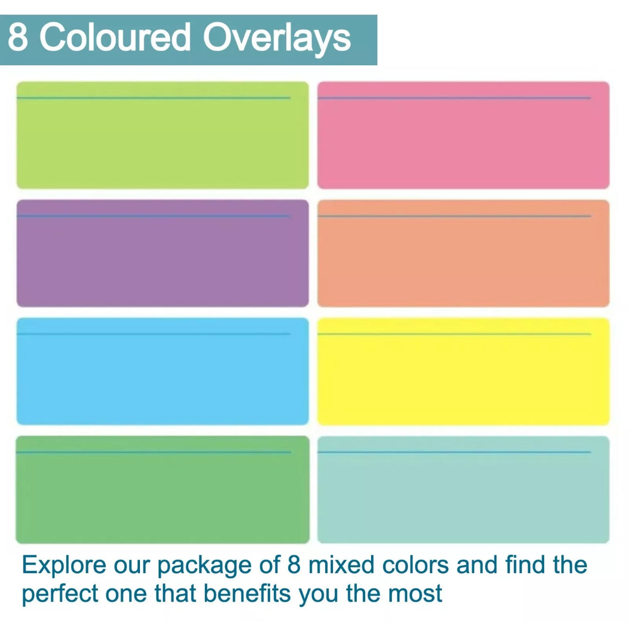 8pc Coloured Overlays For Dyslexia Support