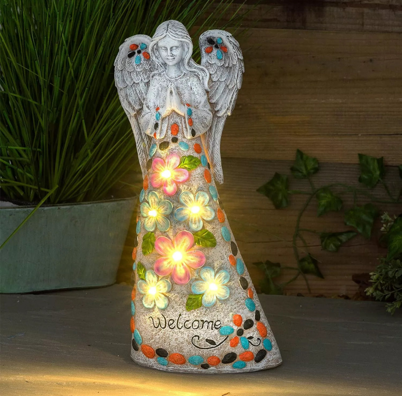 Solar Flower Angel Statue