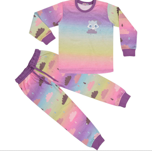 Girls Rainbow Contrast Cloud Pyjamas