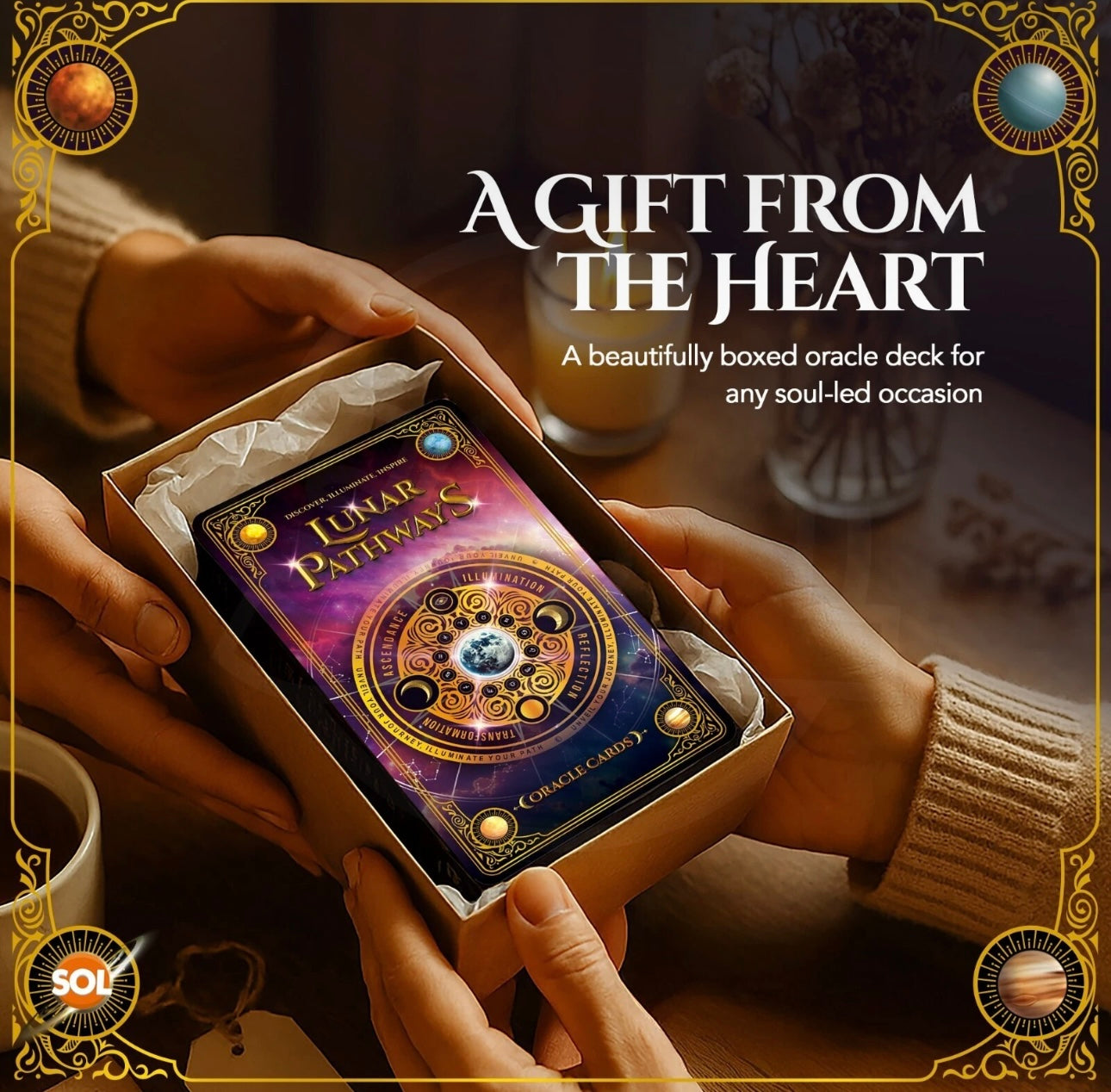 60pc Lunar Pathways Oracle Cards For Beginners