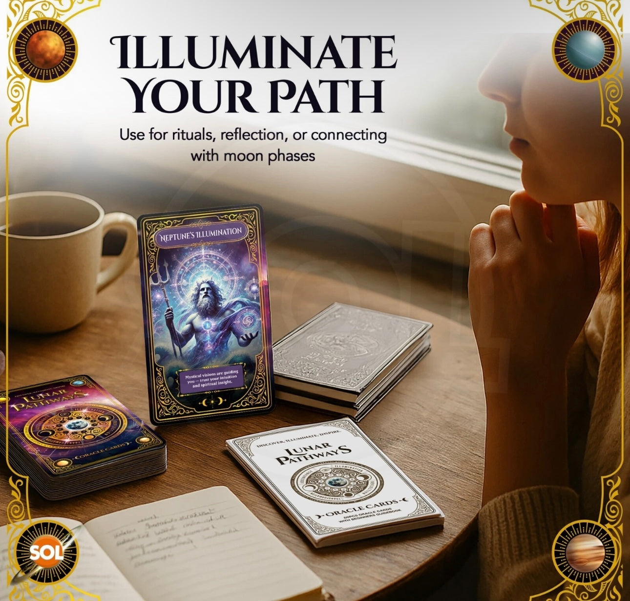 60pc Lunar Pathways Oracle Cards For Beginners