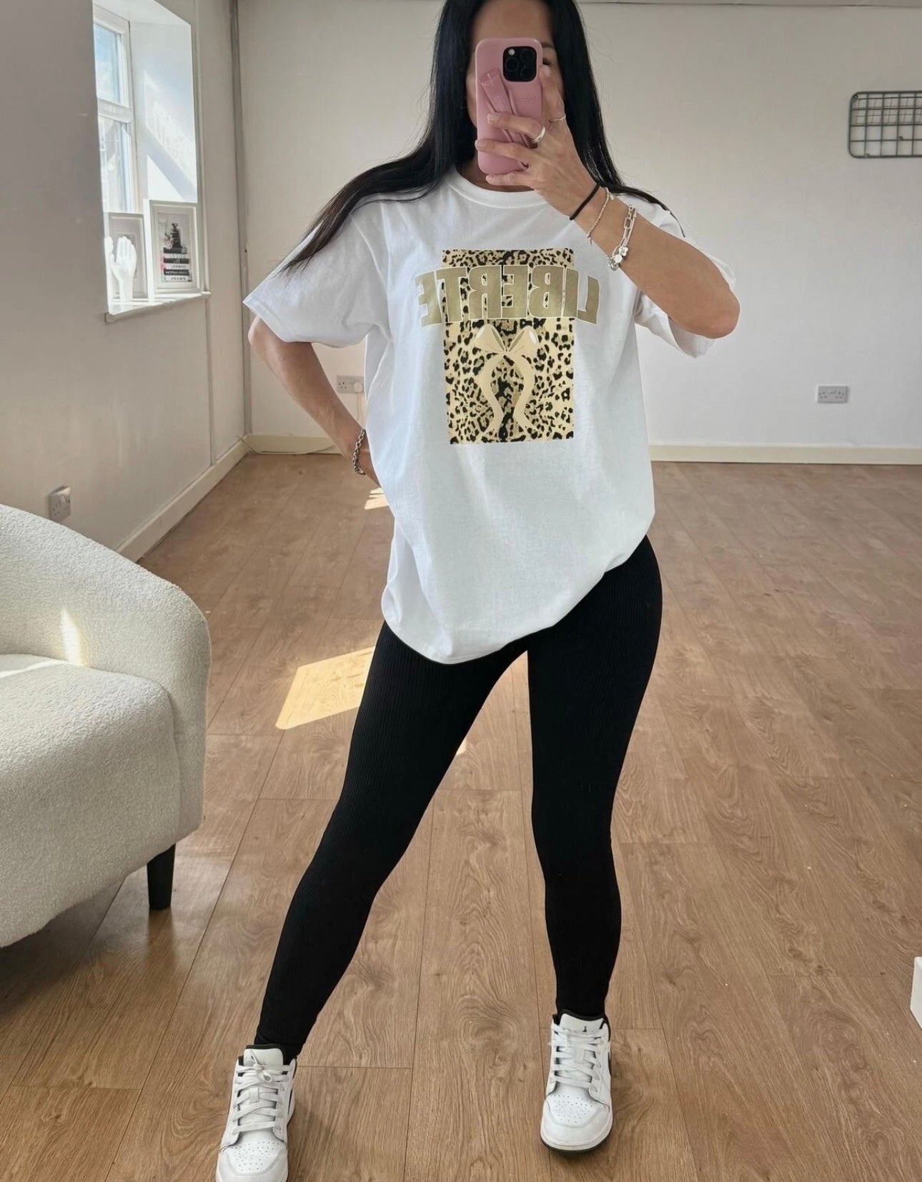 Oversized Leopard Print Graphic T-Shirt