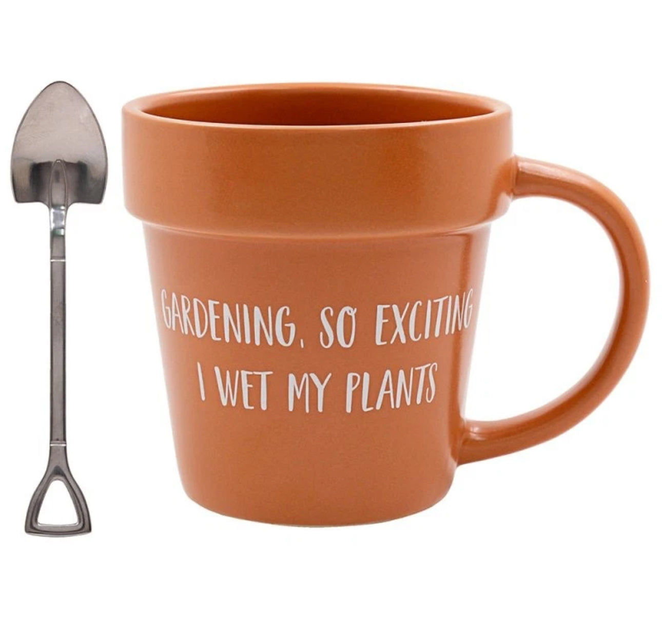 Terracotta Pot Shaped Coffee Mug & Spoon