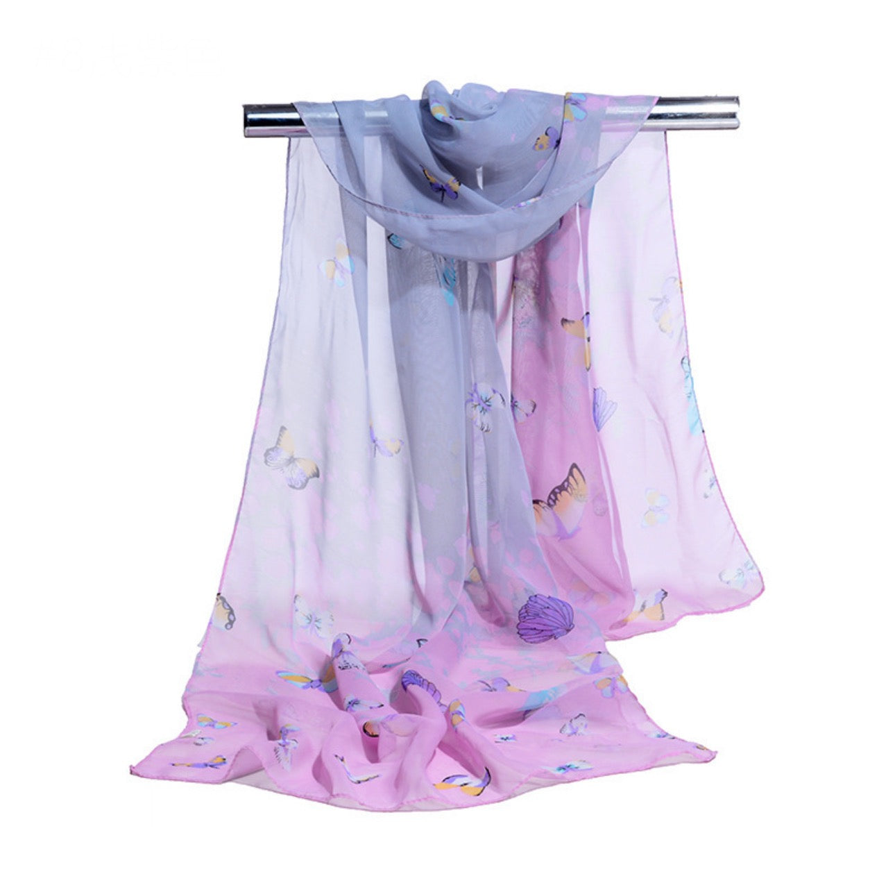 Ladies Butterfly Print Chiffon Scarf