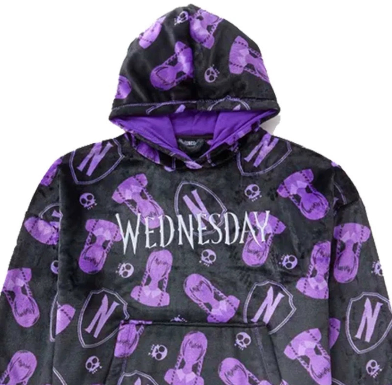 Girls Black & Purple Hooded Blanket