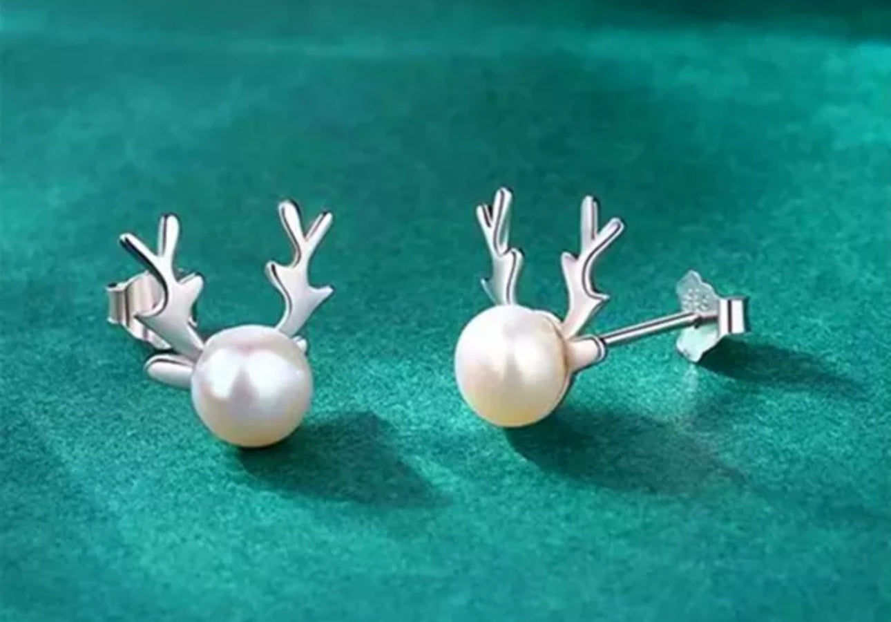 Pearl Reindeer Earrings