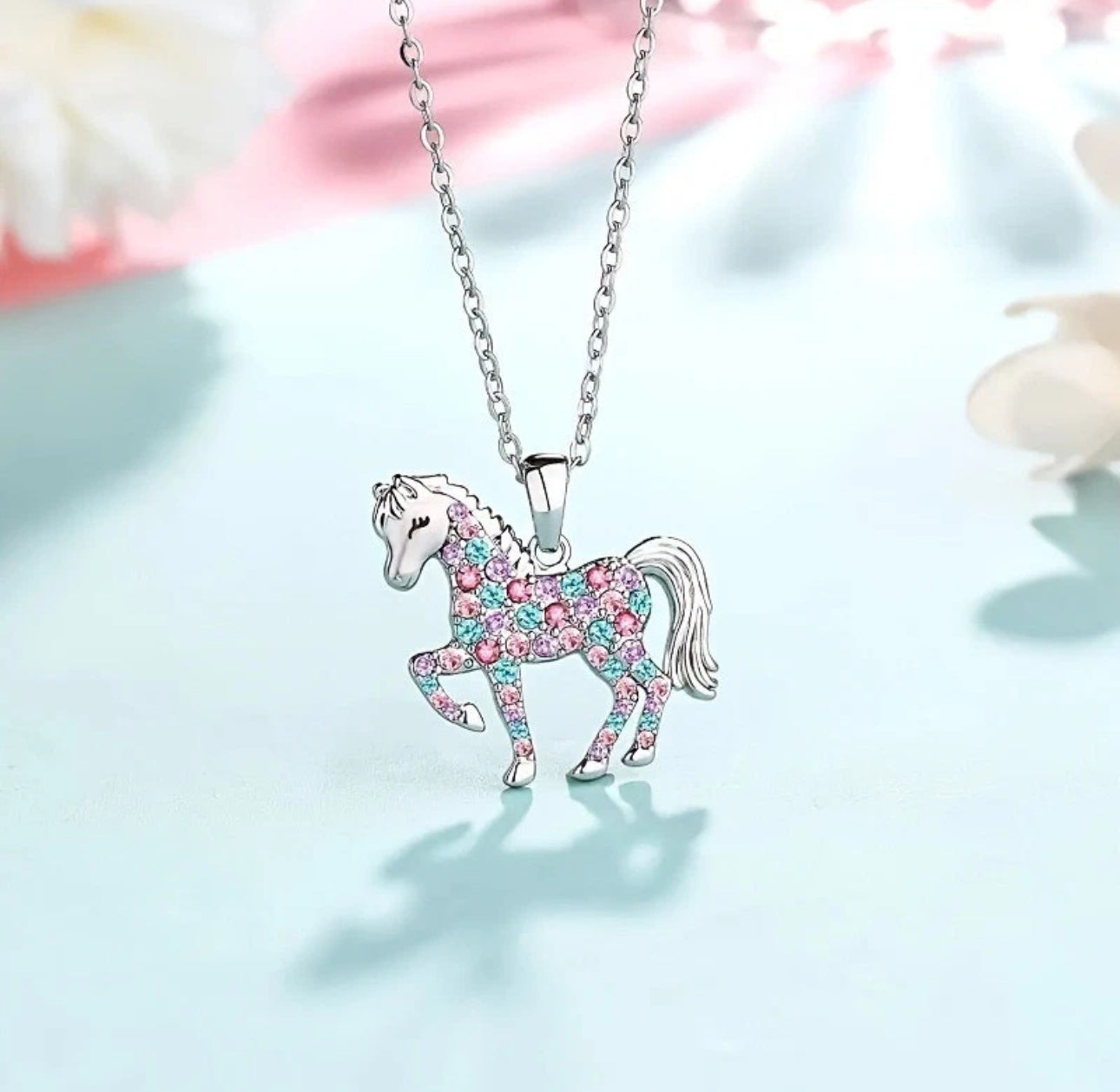 Colourful Gemstone Horse Necklace