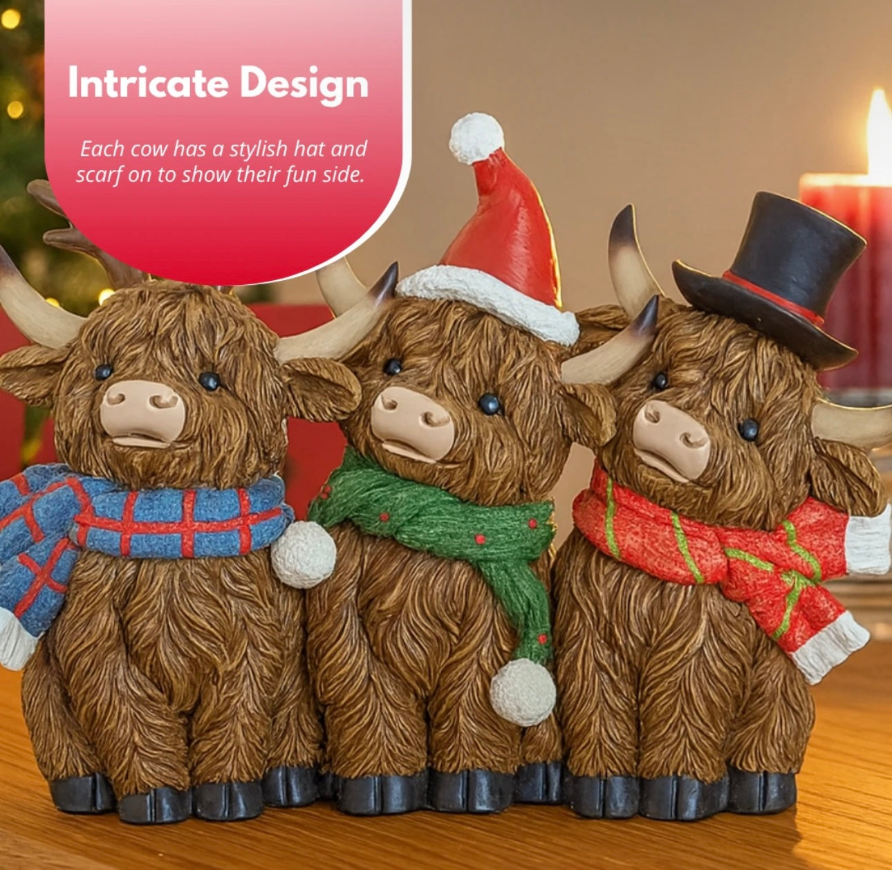 Christmas Highland Coo Trio Decoration