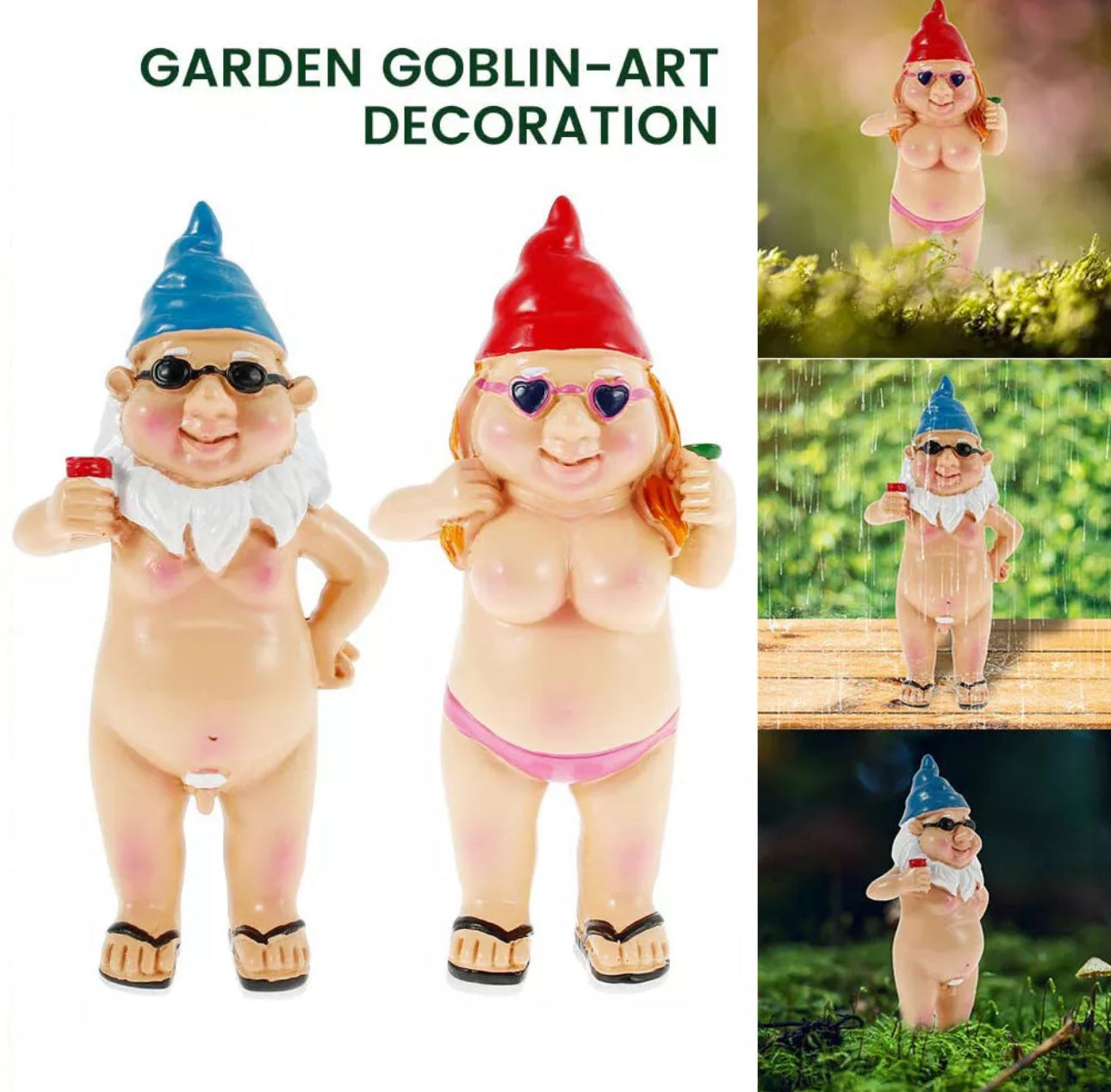 1pair Naughty Nude Garden Gnomes