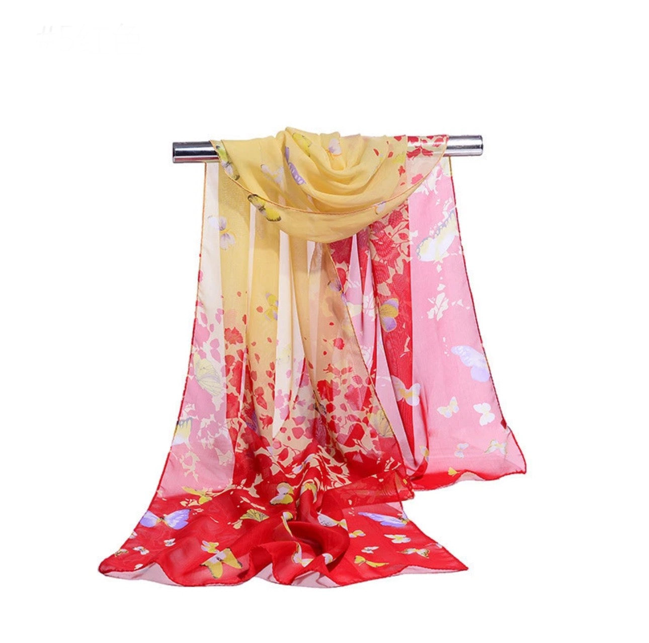Ladies Butterfly Print Chiffon Scarf