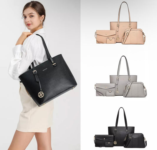 4pc Faux Leather Handbag Set