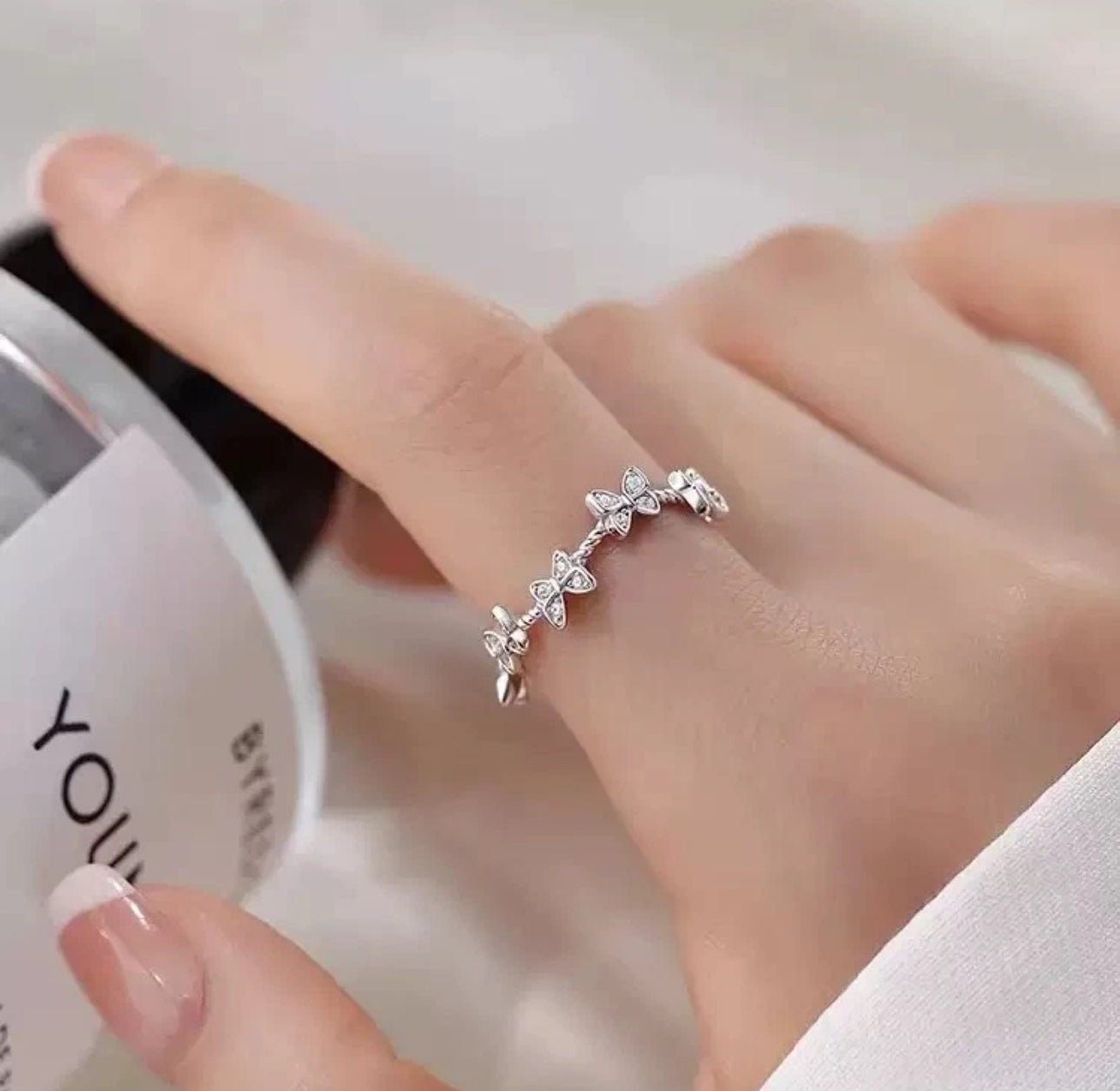 Butterfly Adjustable Silver Ring