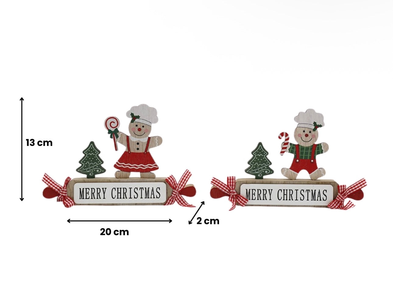 Set Of 2 Wooden Gingerbread Chefs