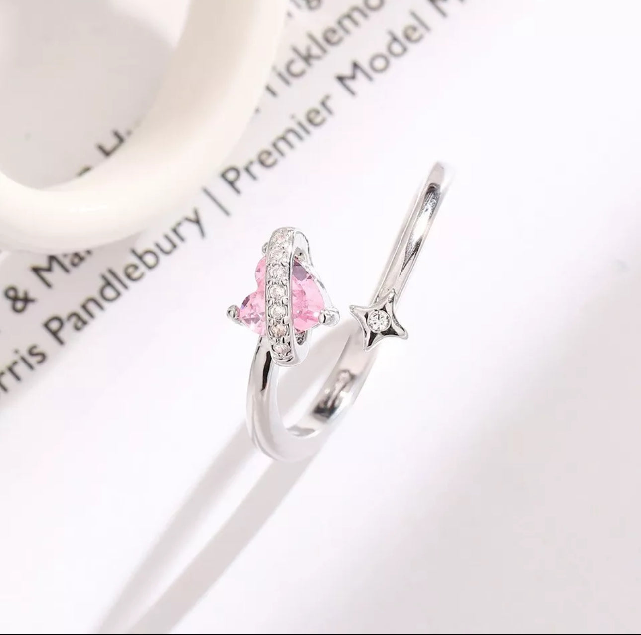 Pink Crystal Heart Ring
