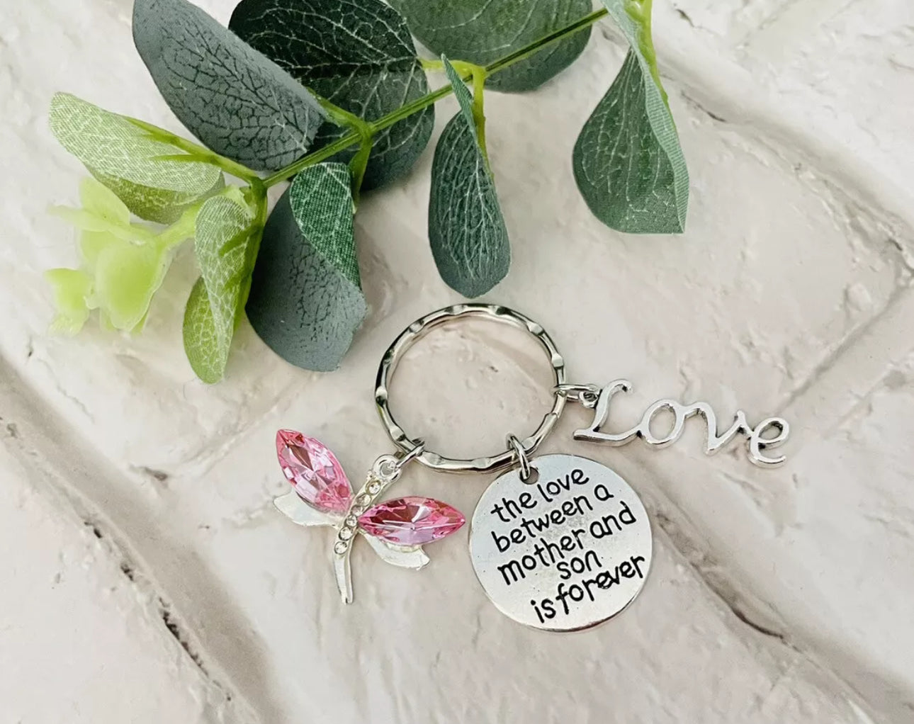 Mothers Day Keyring Pink Dragonfly
