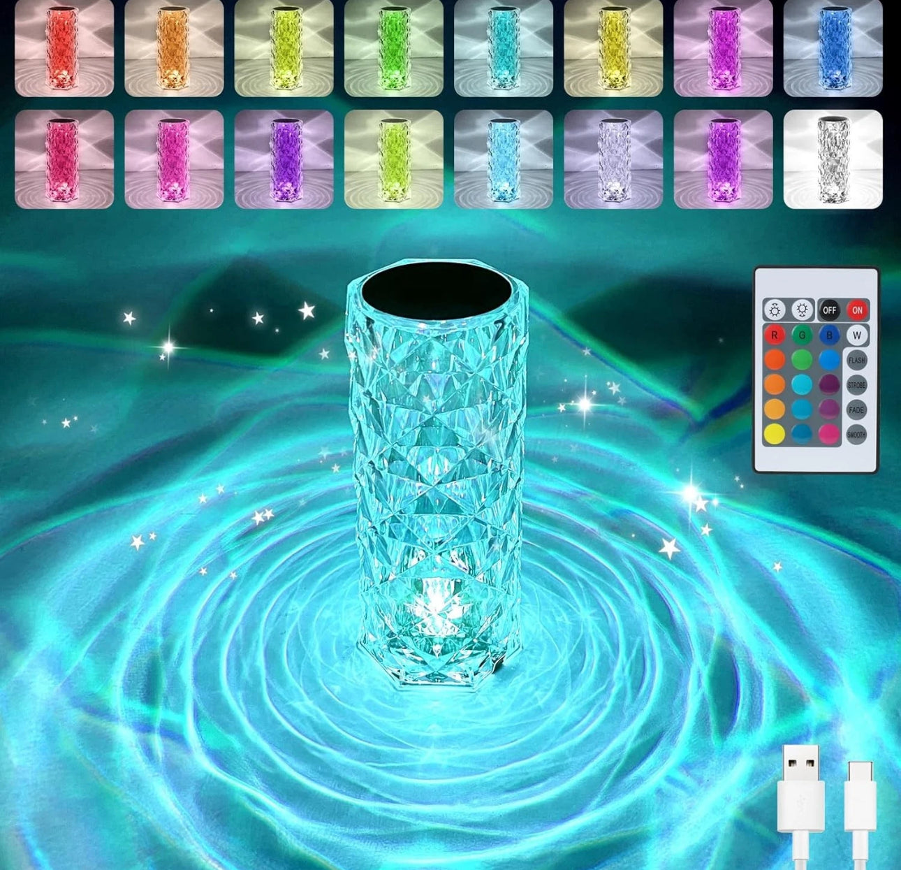 Colour Changing Crystal Rose Table Lamp