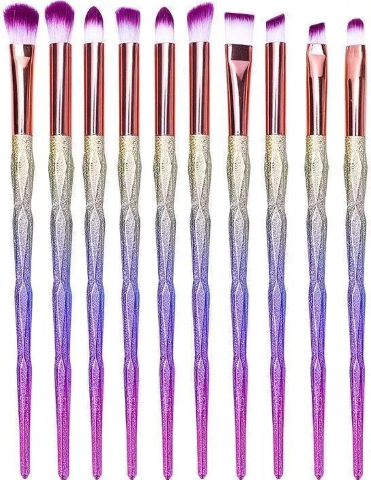 10pc 3D Unicorn Diamond Make Up Brushes