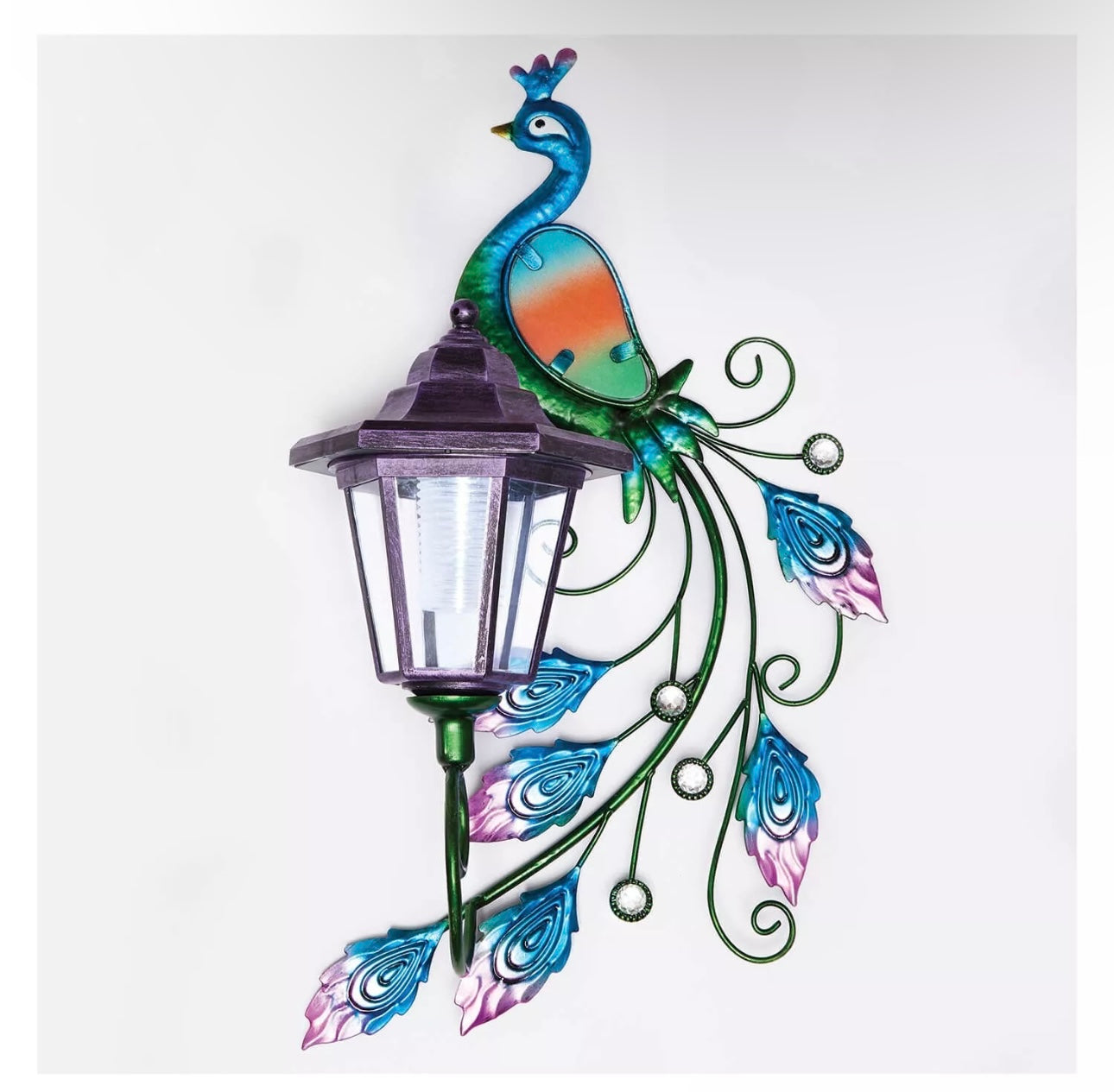 Peacock Wall Art With Solar Light