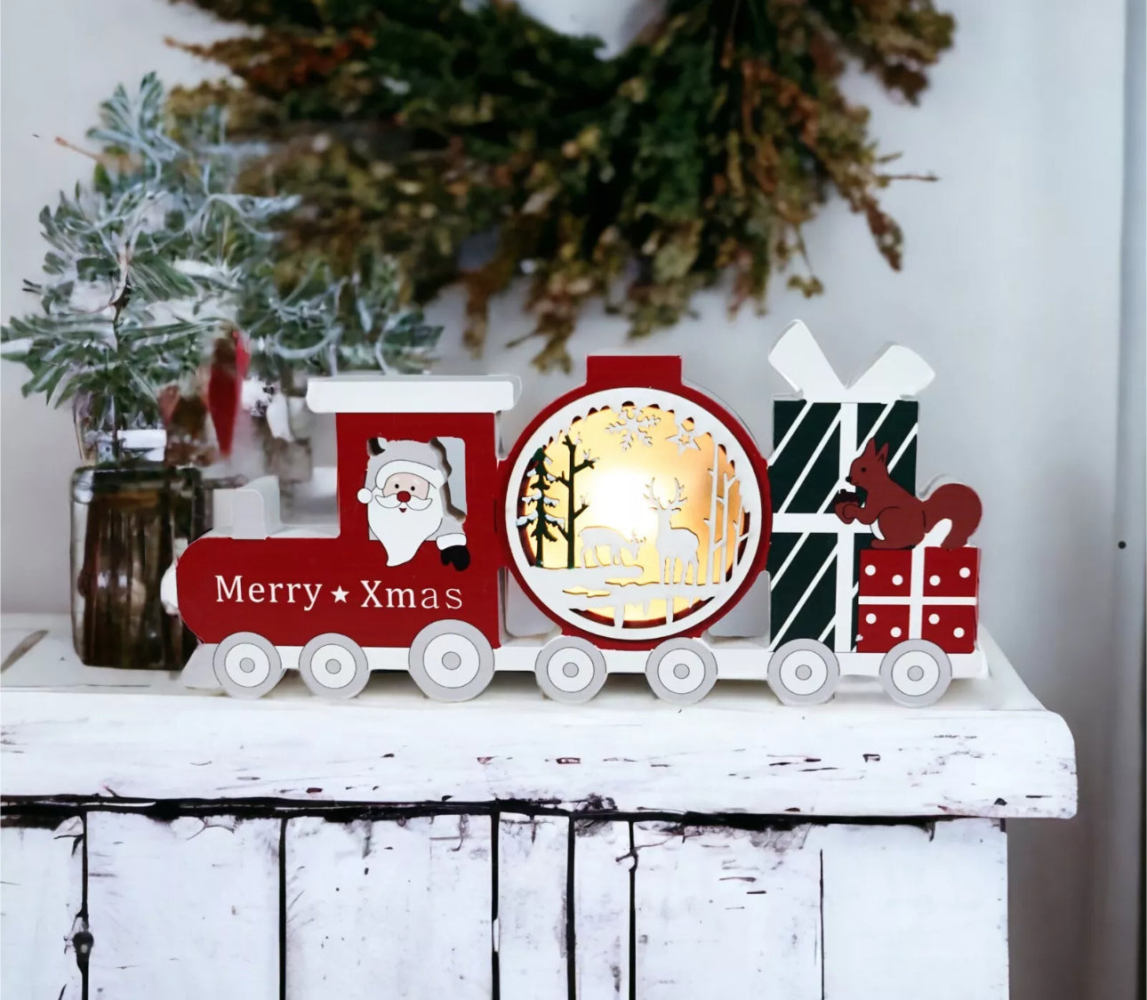 Light Up Wooden Christmas Train