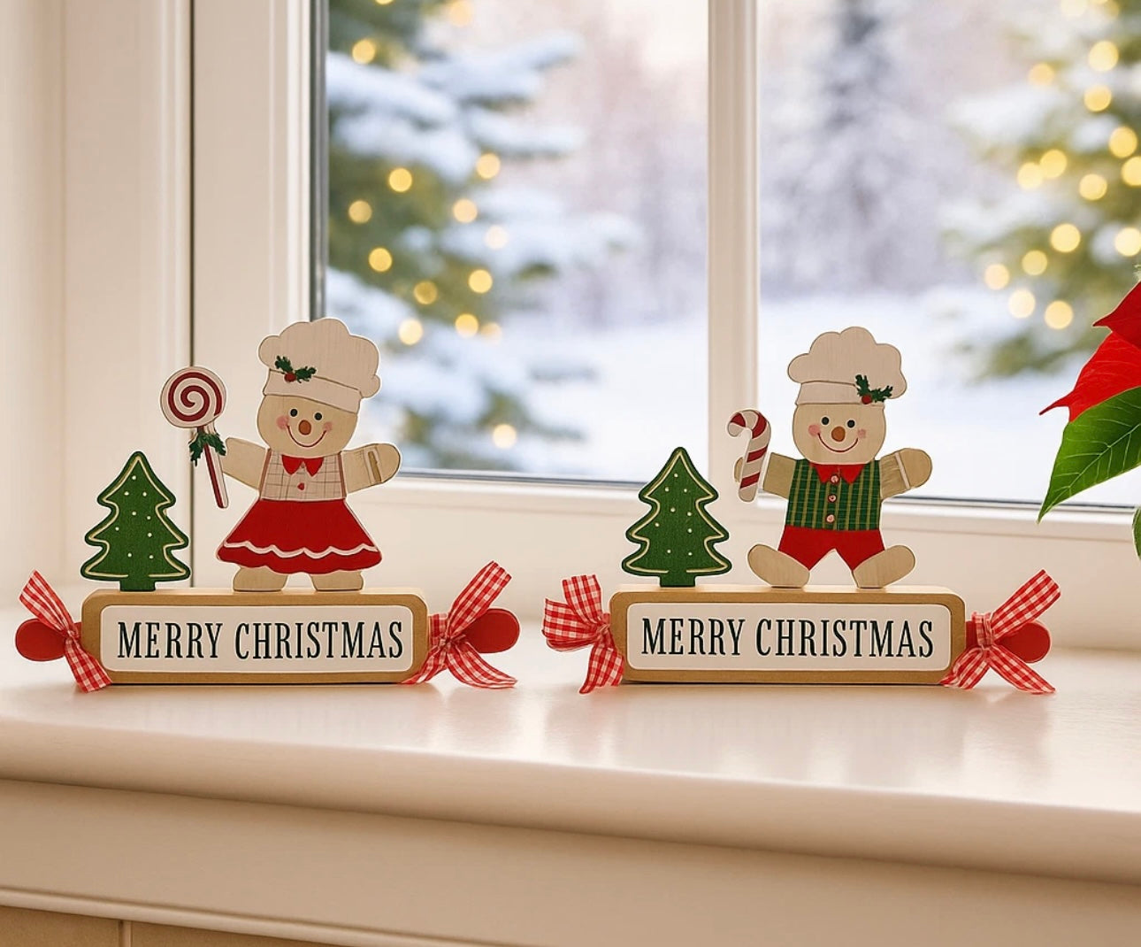 Set Of 2 Wooden Gingerbread Chefs