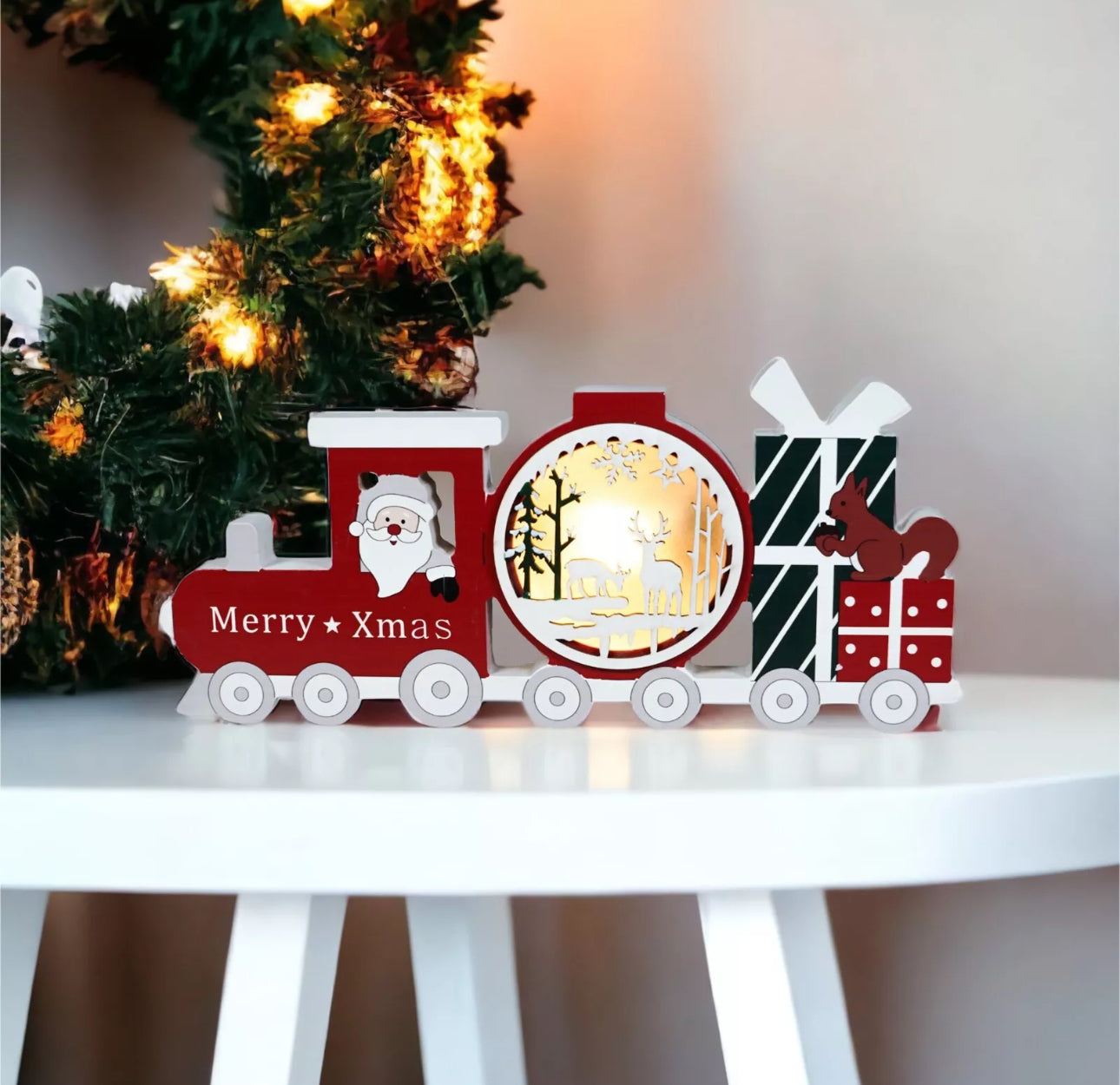 Light Up Wooden Christmas Train