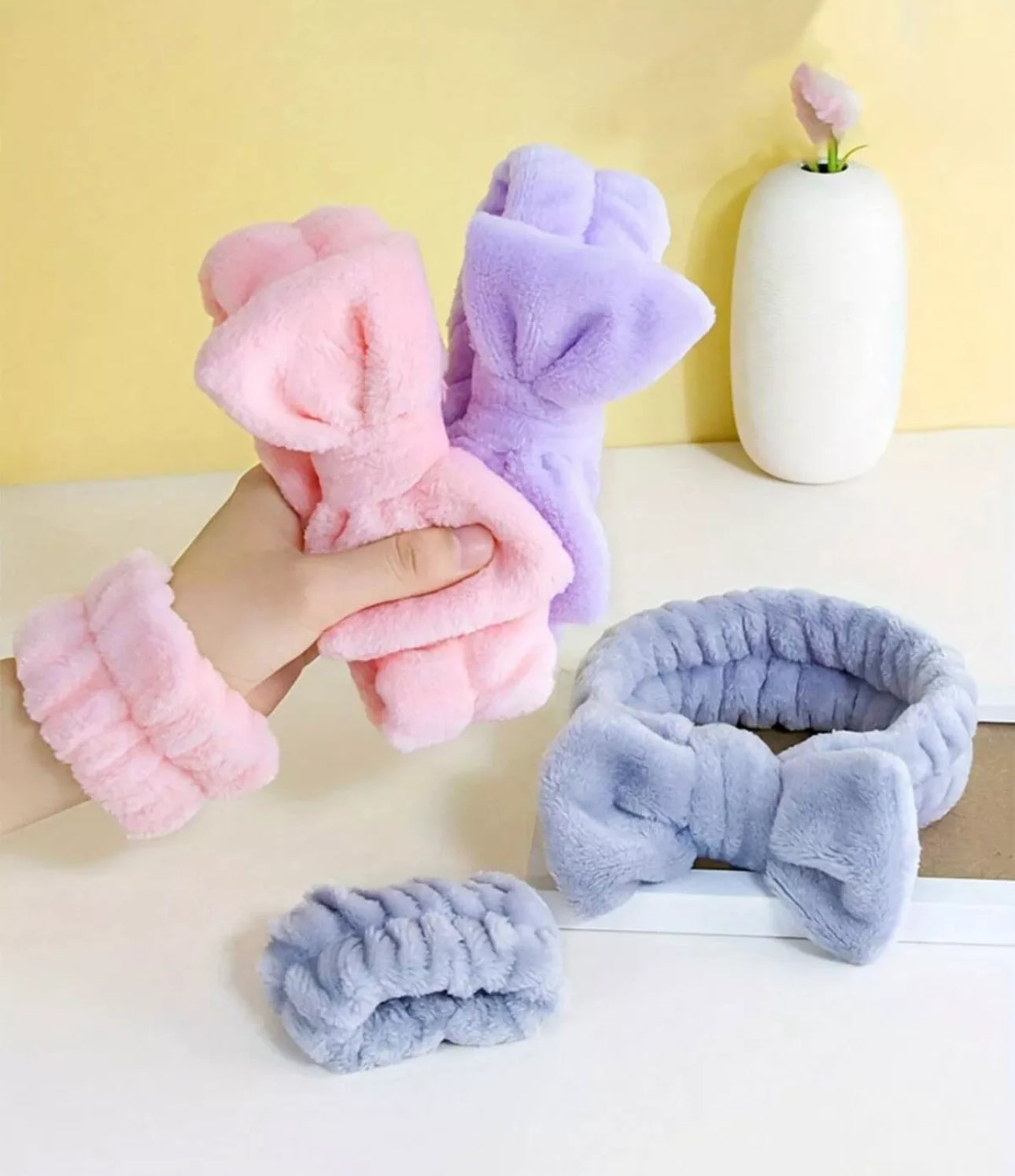 3pcs Spa Headband/ Wristband Face Wash Set