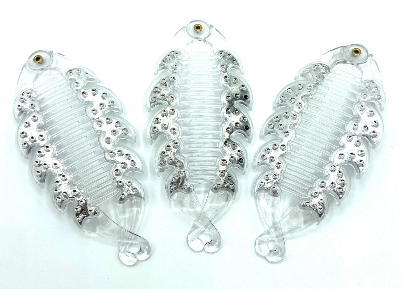 Set of 3 Crystal Fishtail Banana Hair Clips